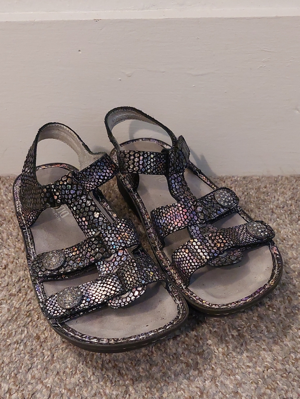 Iridescent Snakeskin Sandals